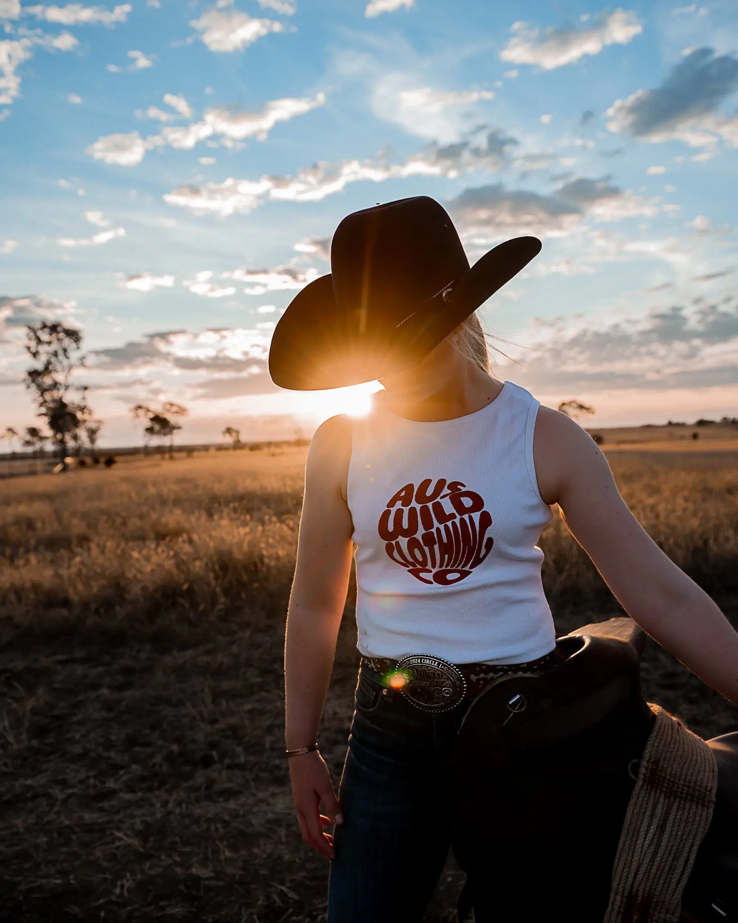 Augathella Cropped Tank - White Aus Wild Clothing Co