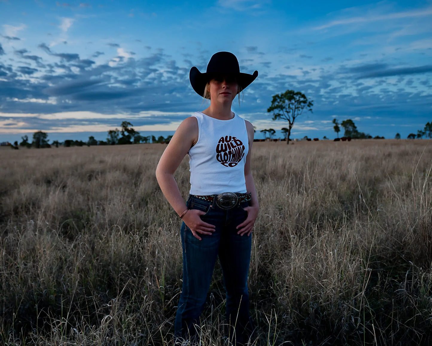 Augathella Cropped Tank - White Aus Wild Clothing Co