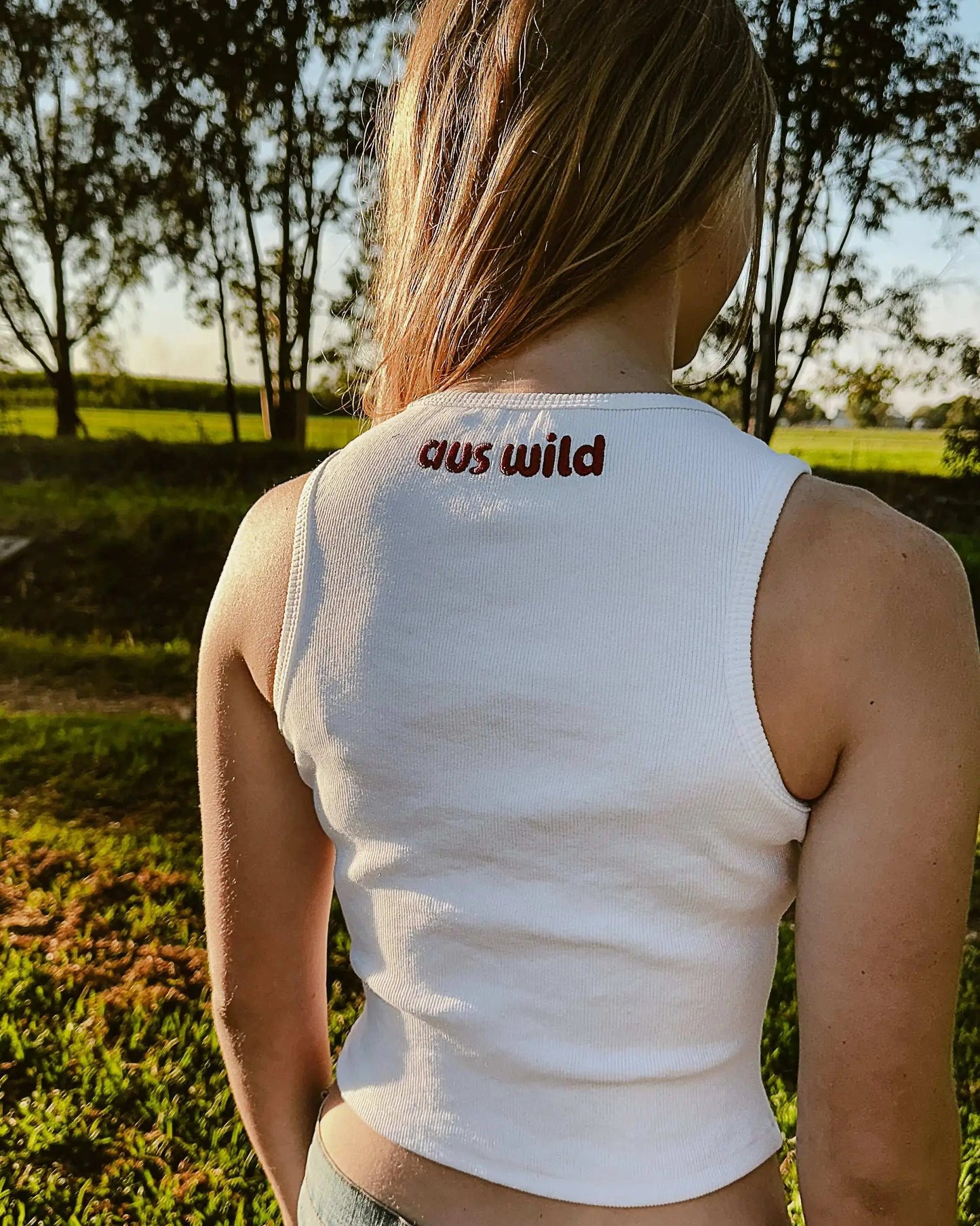 Braidwood Cropped Tank - White Aus Wild Clothing Co