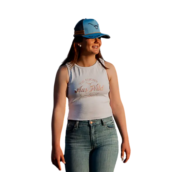 Braidwood Cropped Tank - White Aus Wild Clothing Co