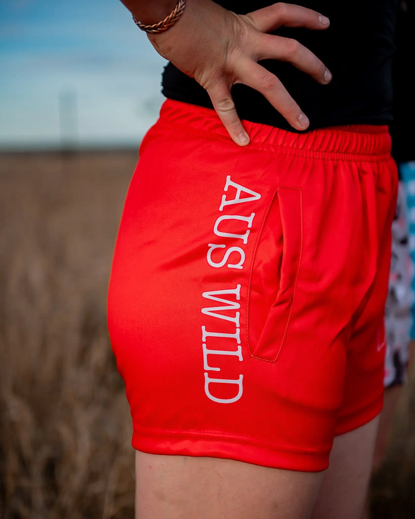 Cobar Footy Shorts - Red Aus Wild Clothing Co