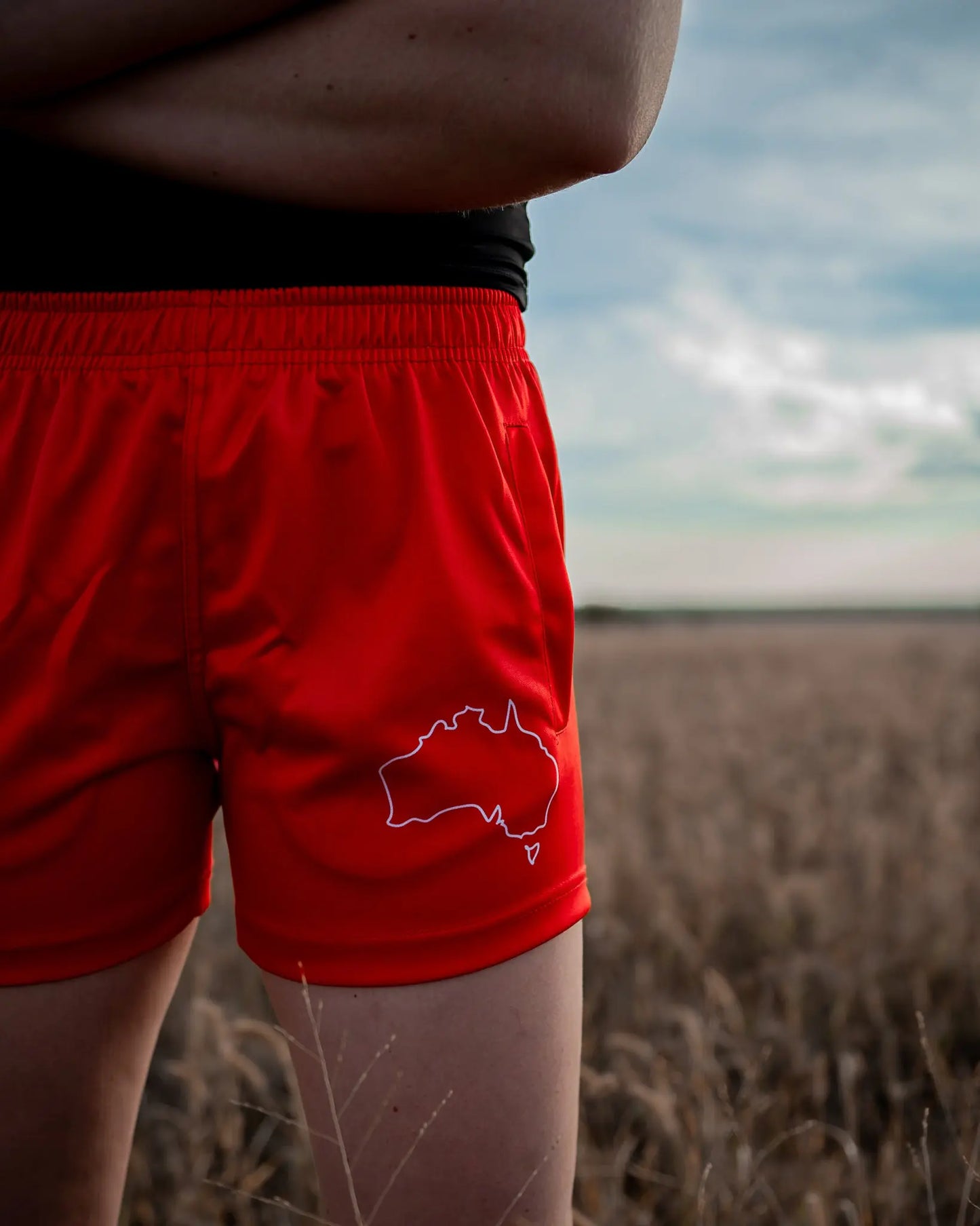 Cobar Footy Shorts - Red Aus Wild Clothing Co