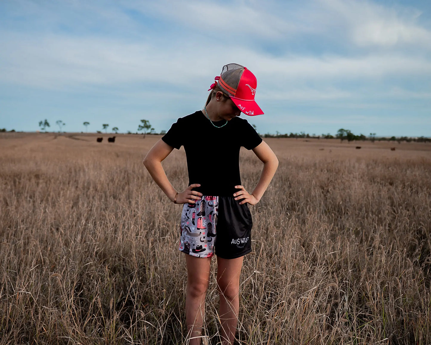 Eucla Footy Shorts - Black Aus Wild Clothing Co