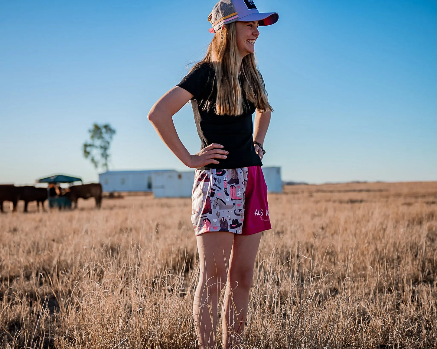 Eucla Footy Shorts - Magenta Aus Wild Clothing Co