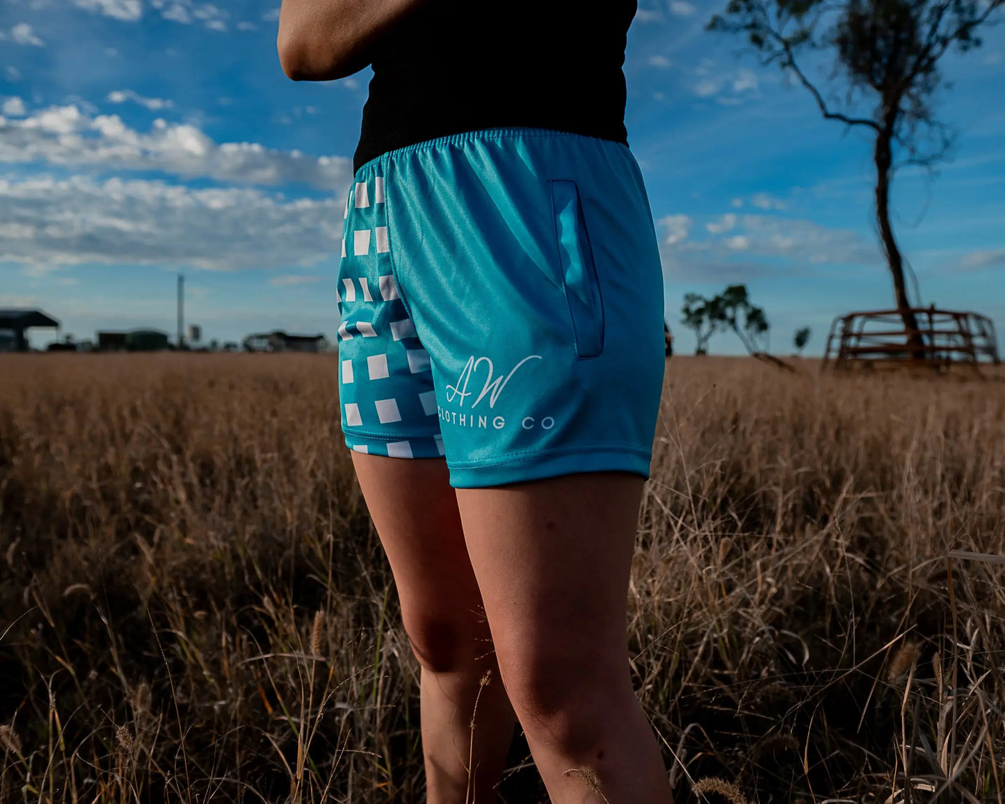 Palmerston Footy Shorts - Turquoise Aus Wild Clothing Co
