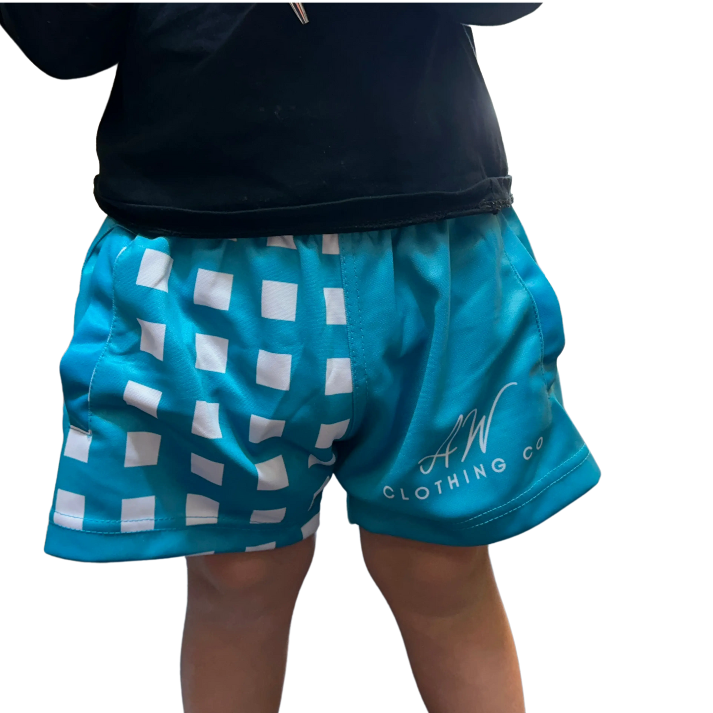 Palmerston Kids Footy Shorts - Turquoise Aus Wild Clothing Co