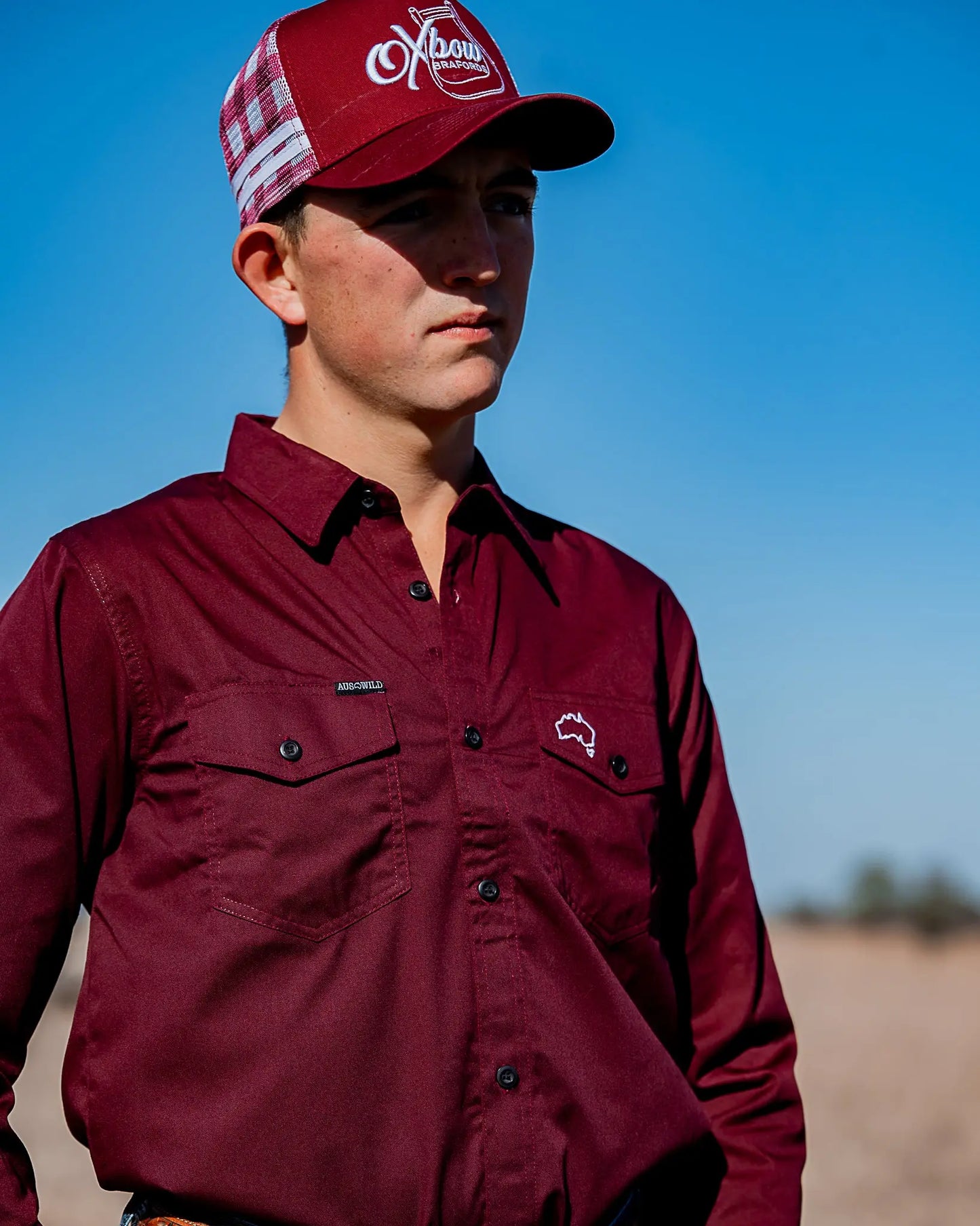 Penong Work Shirt - Burgundy Aus Wild Clothing Co