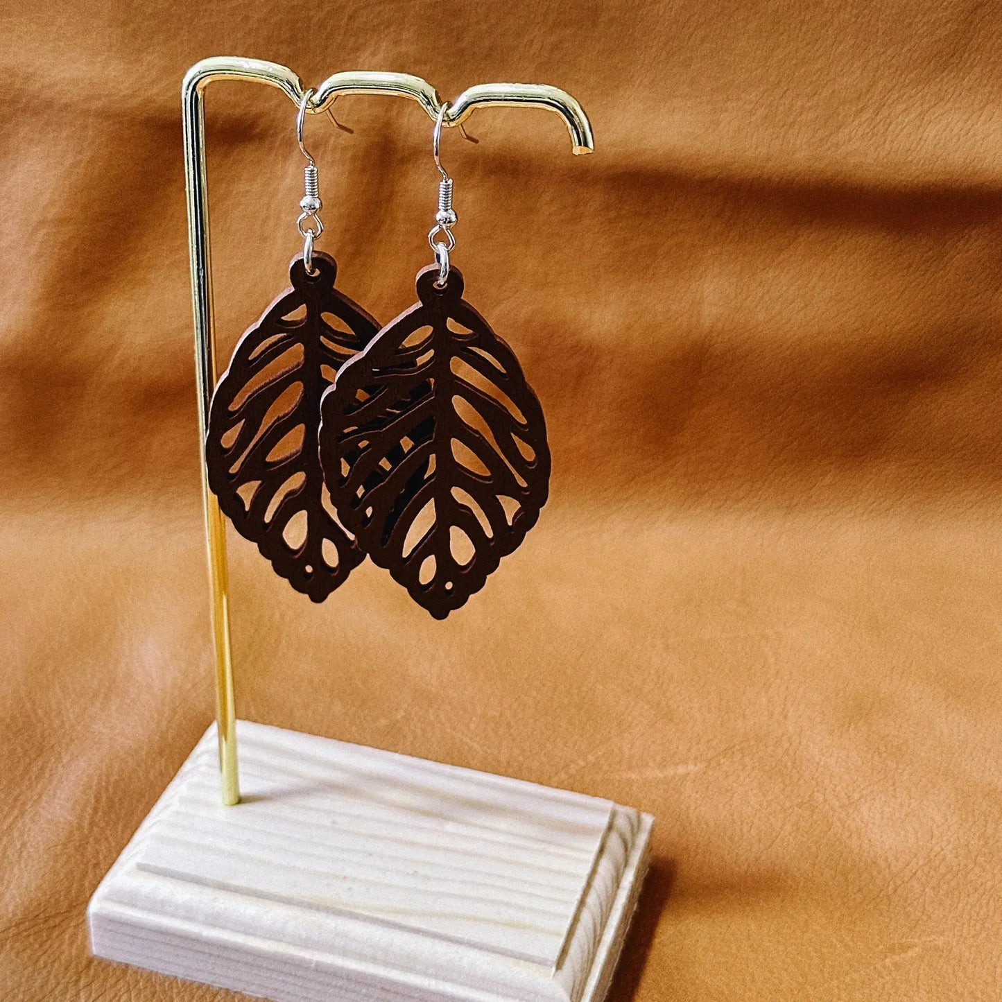 Tan Leaf Dangle Earrings Aus Wild Clothing Co
