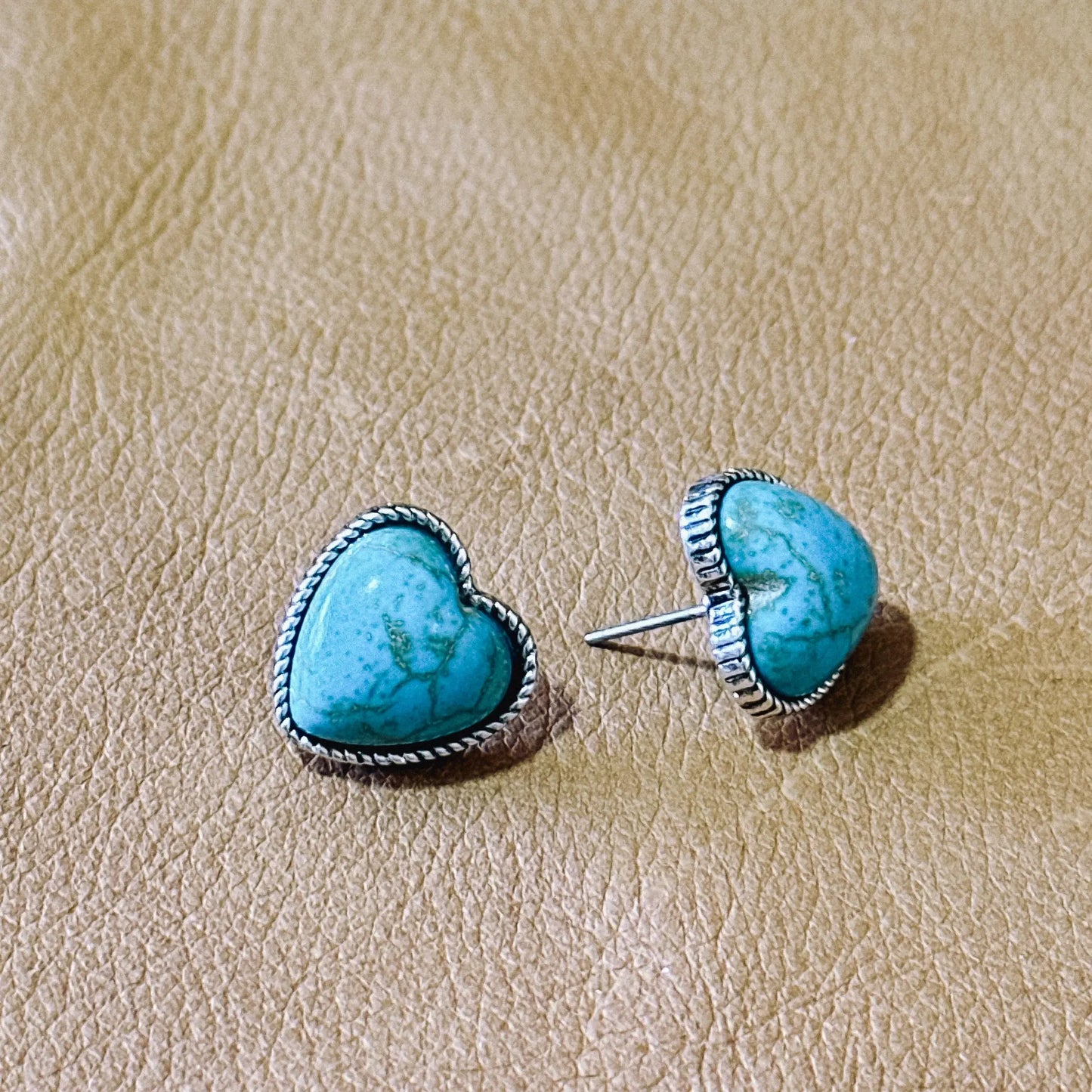 Turquoise Heart Studs Aus Wild Clothing Co