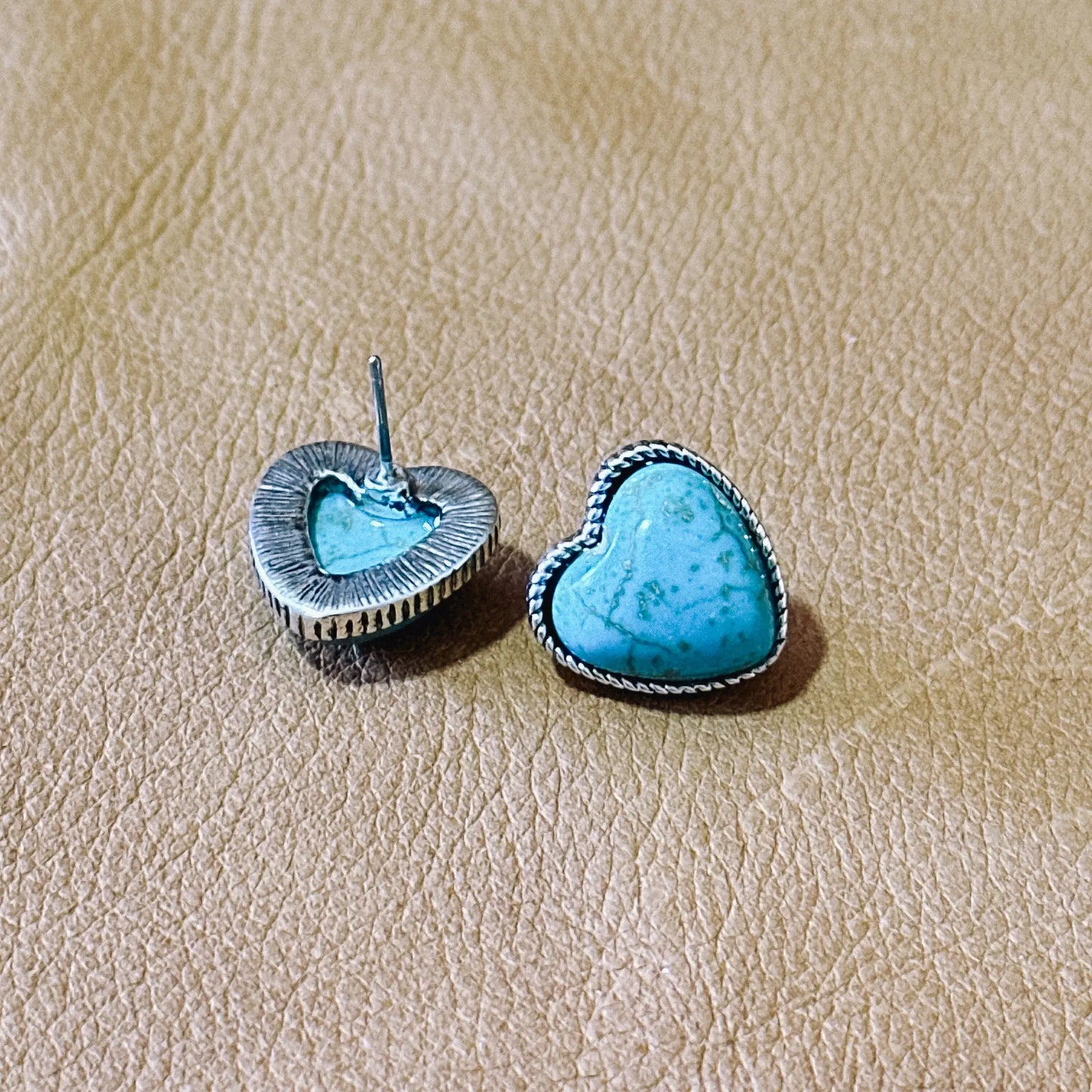 Turquoise Heart Studs Aus Wild Clothing Co