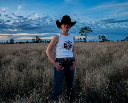 Augathella Cropped Tank - White Aus Wild Clothing Co