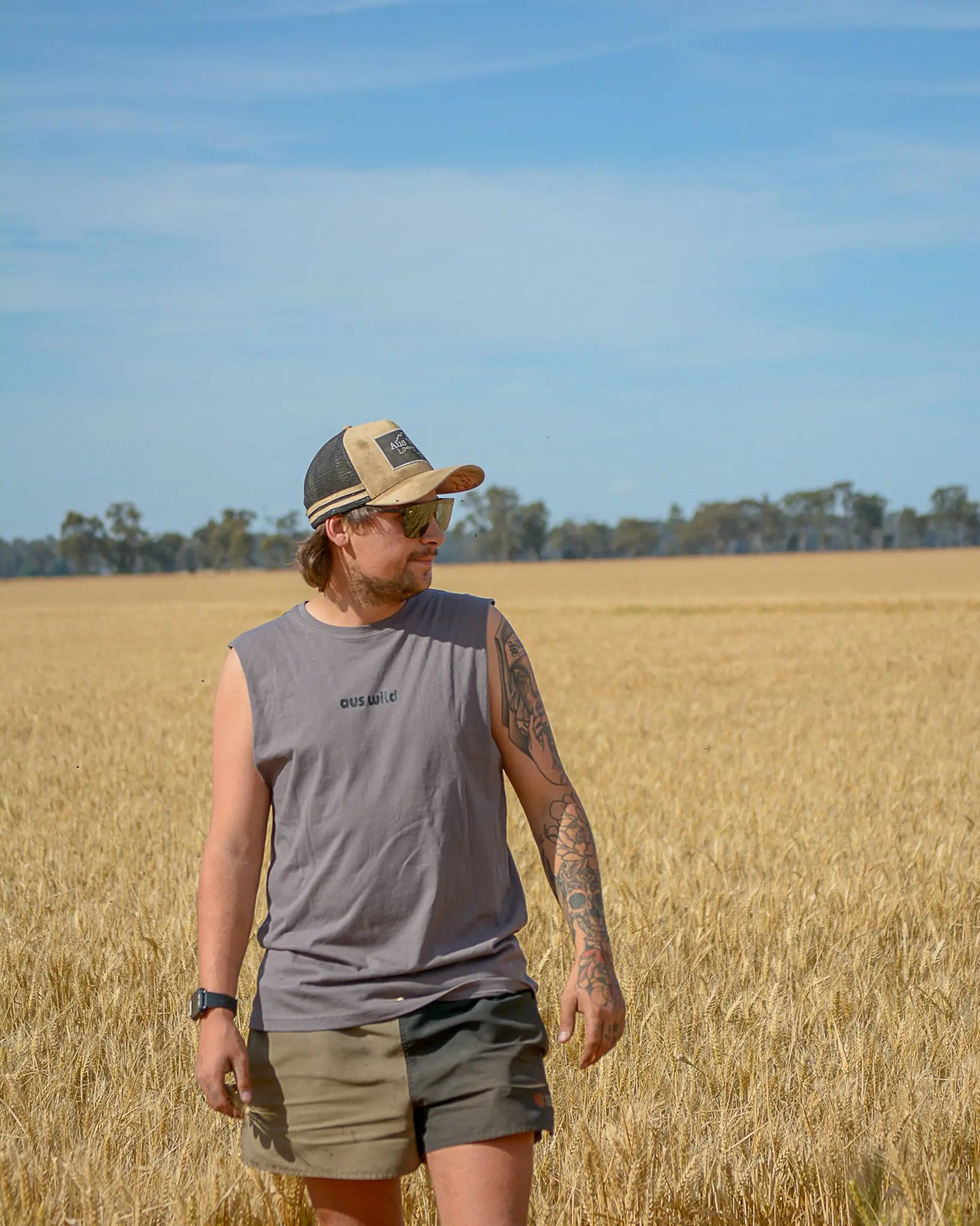 Augathella Tank - Charcoal Aus Wild Clothing Co