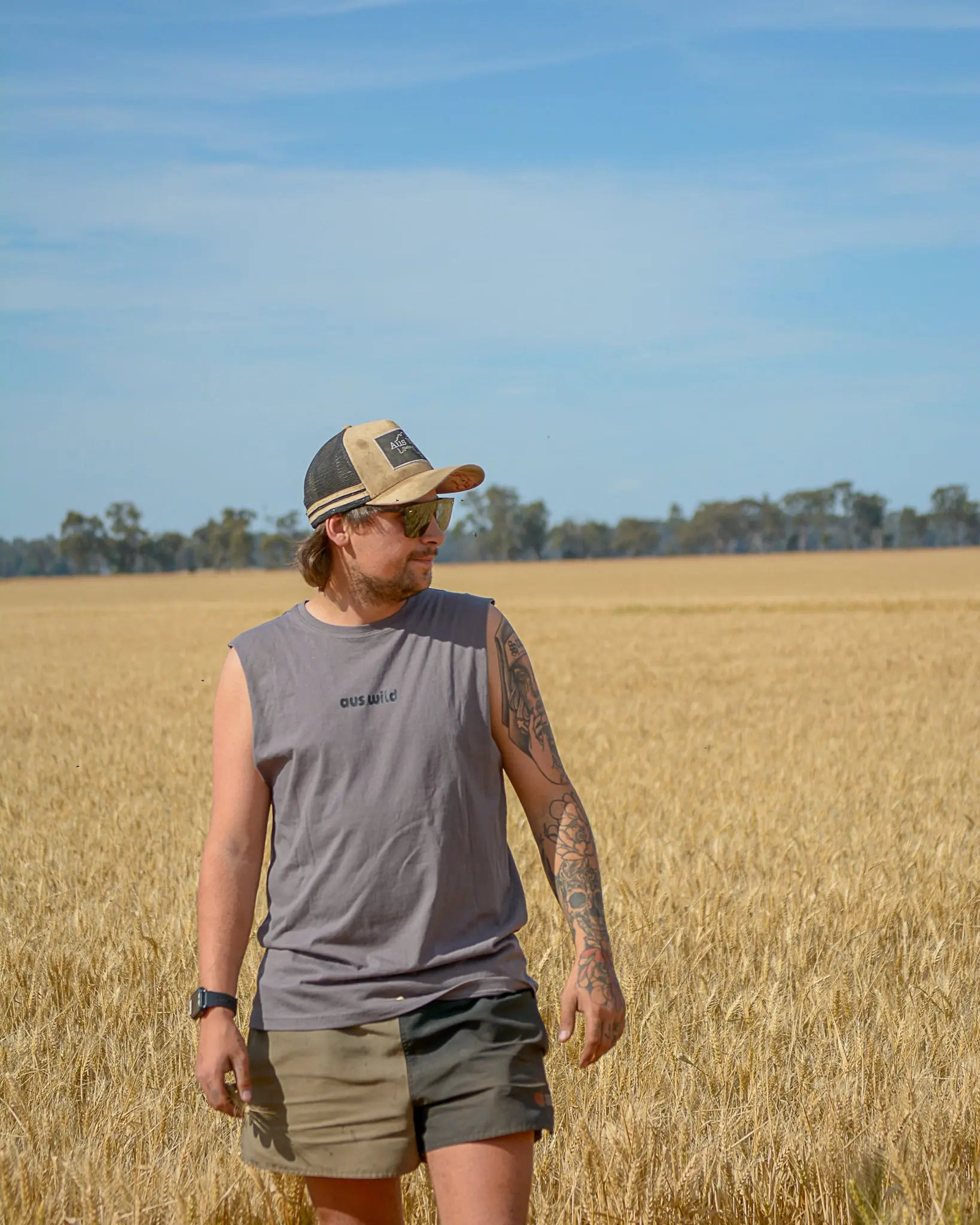 Augathella Tank - Charcoal Aus Wild Clothing Co