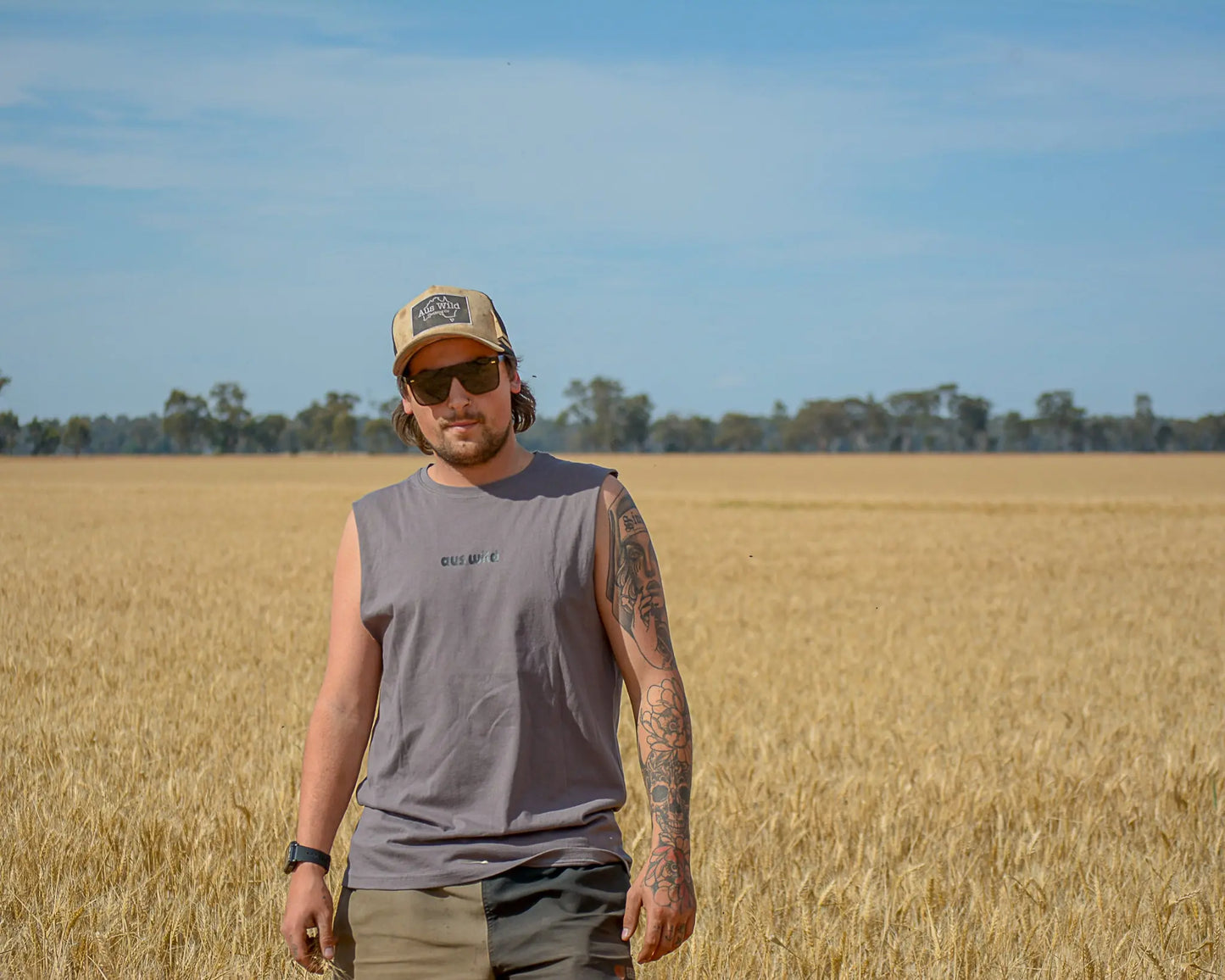 Augathella Tank - Charcoal Aus Wild Clothing Co