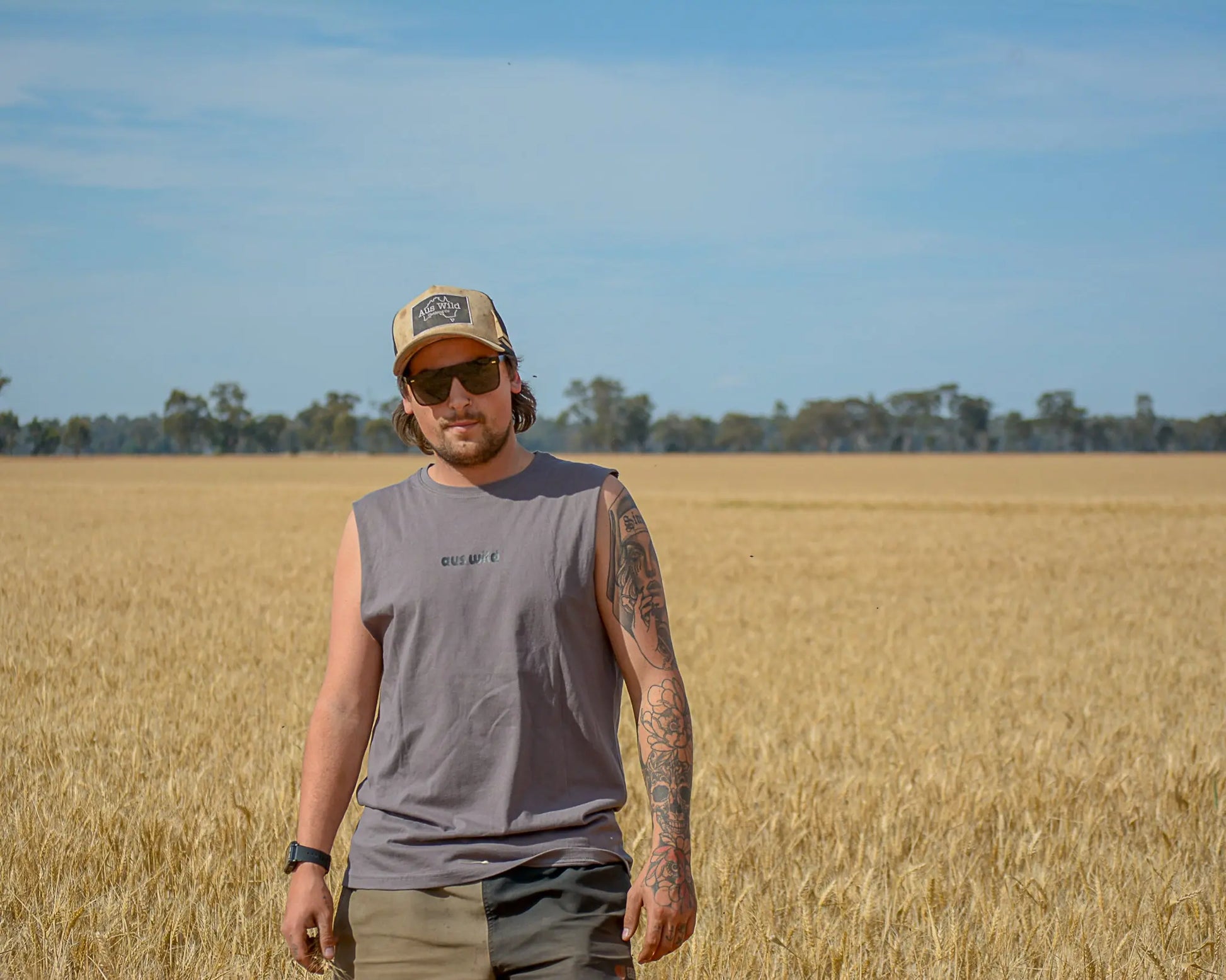 Augathella Tank - Charcoal Aus Wild Clothing Co