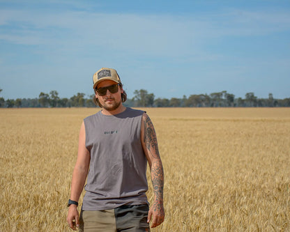 Augathella Tank - Charcoal Aus Wild Clothing Co