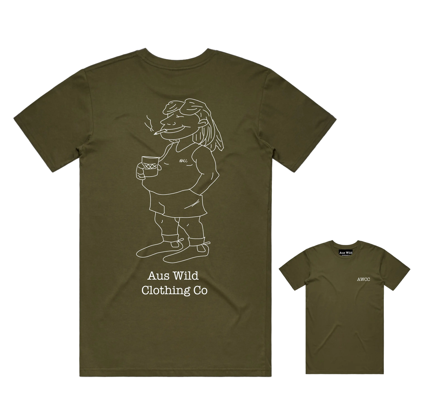 Bogan Gate Tee - Army Green Aus Wild Clothing Co