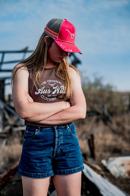 Braidwood Cropped Tank - Coffee Aus Wild Clothing Co