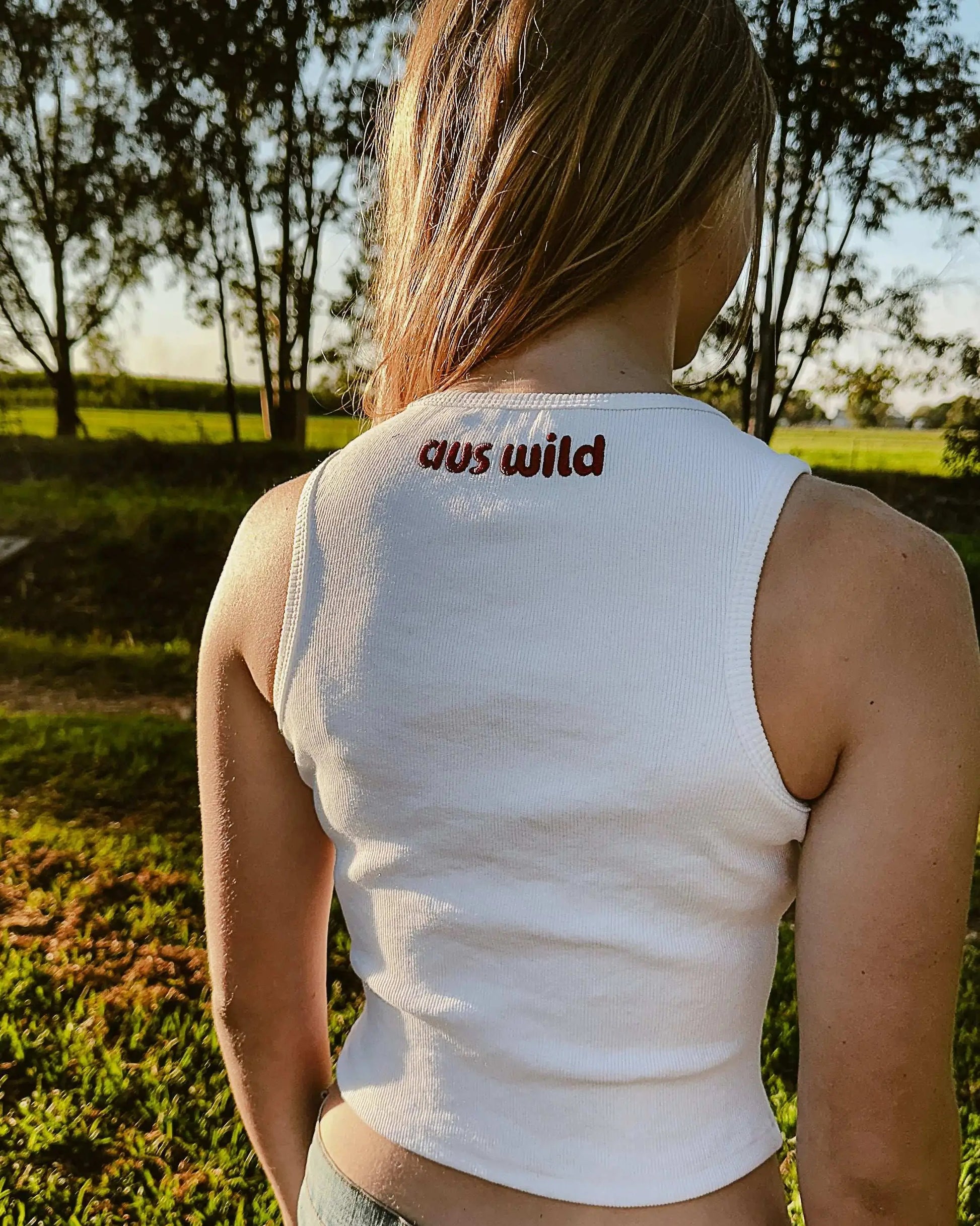 Braidwood Cropped Tank - White Aus Wild Clothing Co