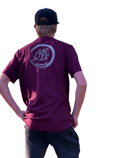 Burleigh Tee - Burgundy Aus Wild Clothing Co