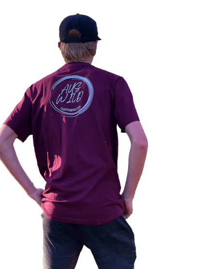 Burleigh Tee - Burgundy Aus Wild Clothing Co