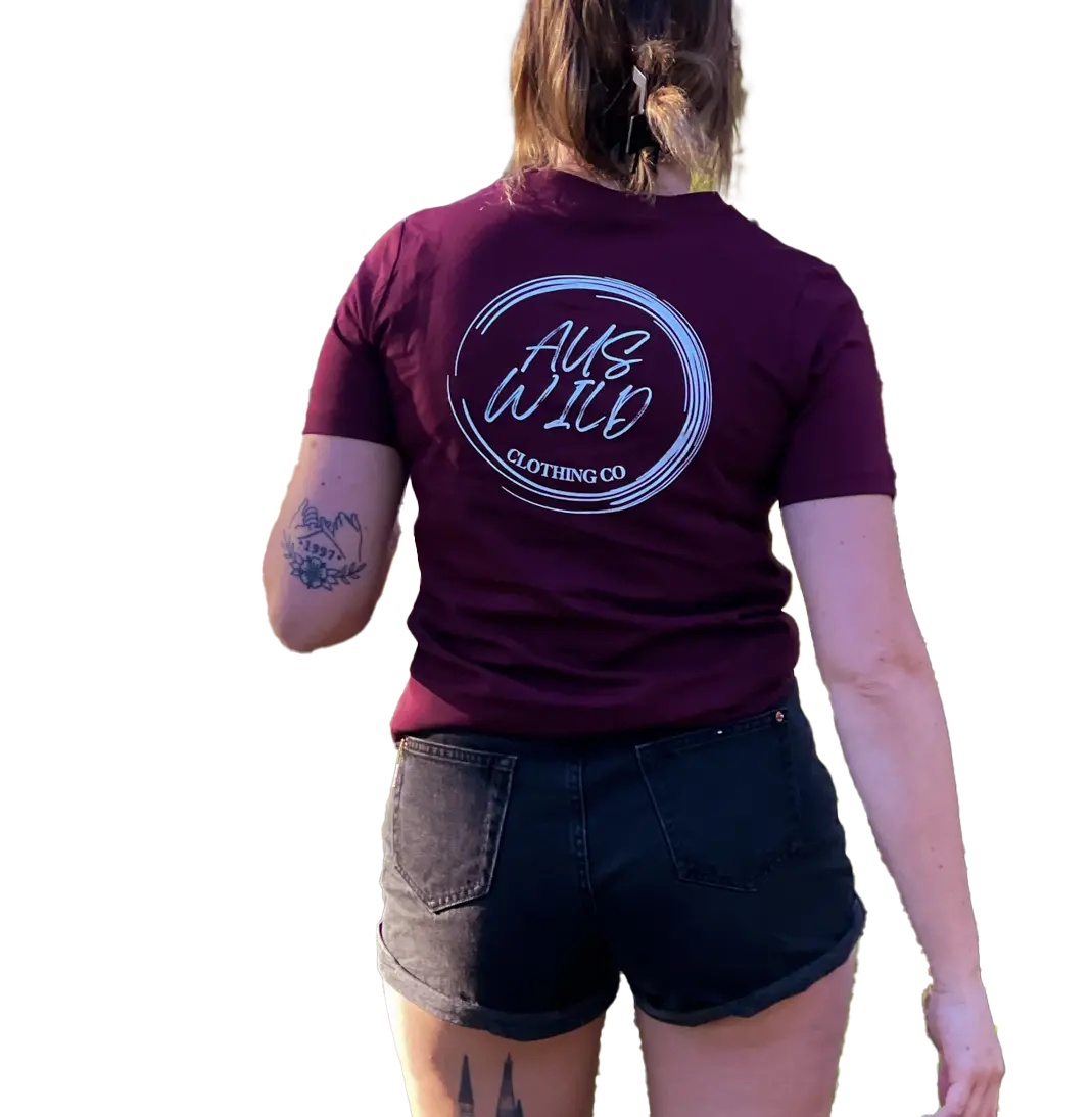 Burleigh Tee - Burgundy Aus Wild Clothing Co