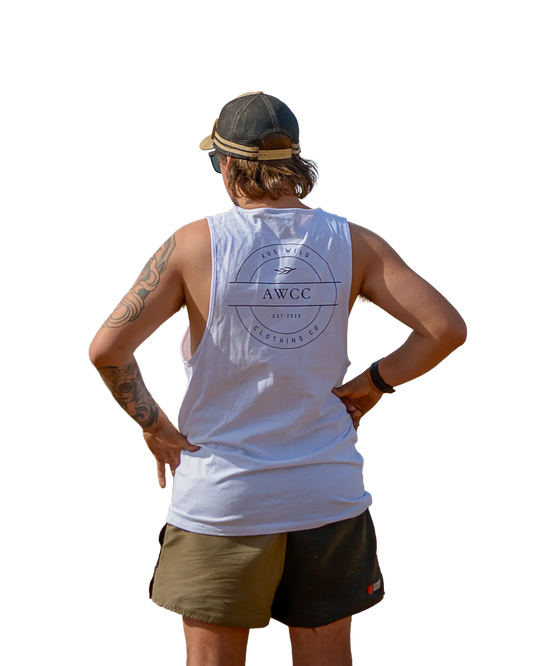 Byron Tank - White Aus Wild Clothing Co