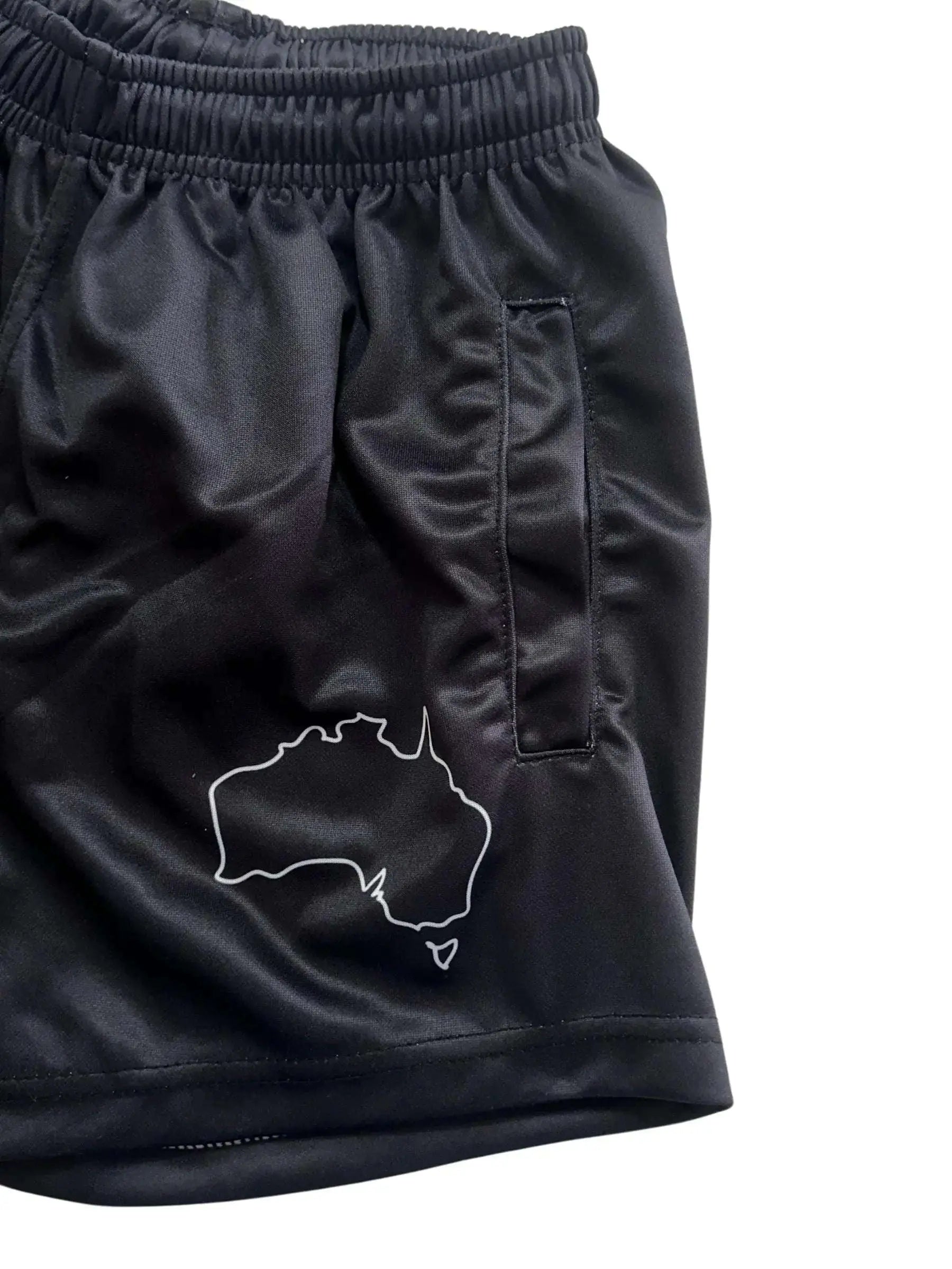 Cobar Footy Shorts - Black Aus Wild Clothing Co