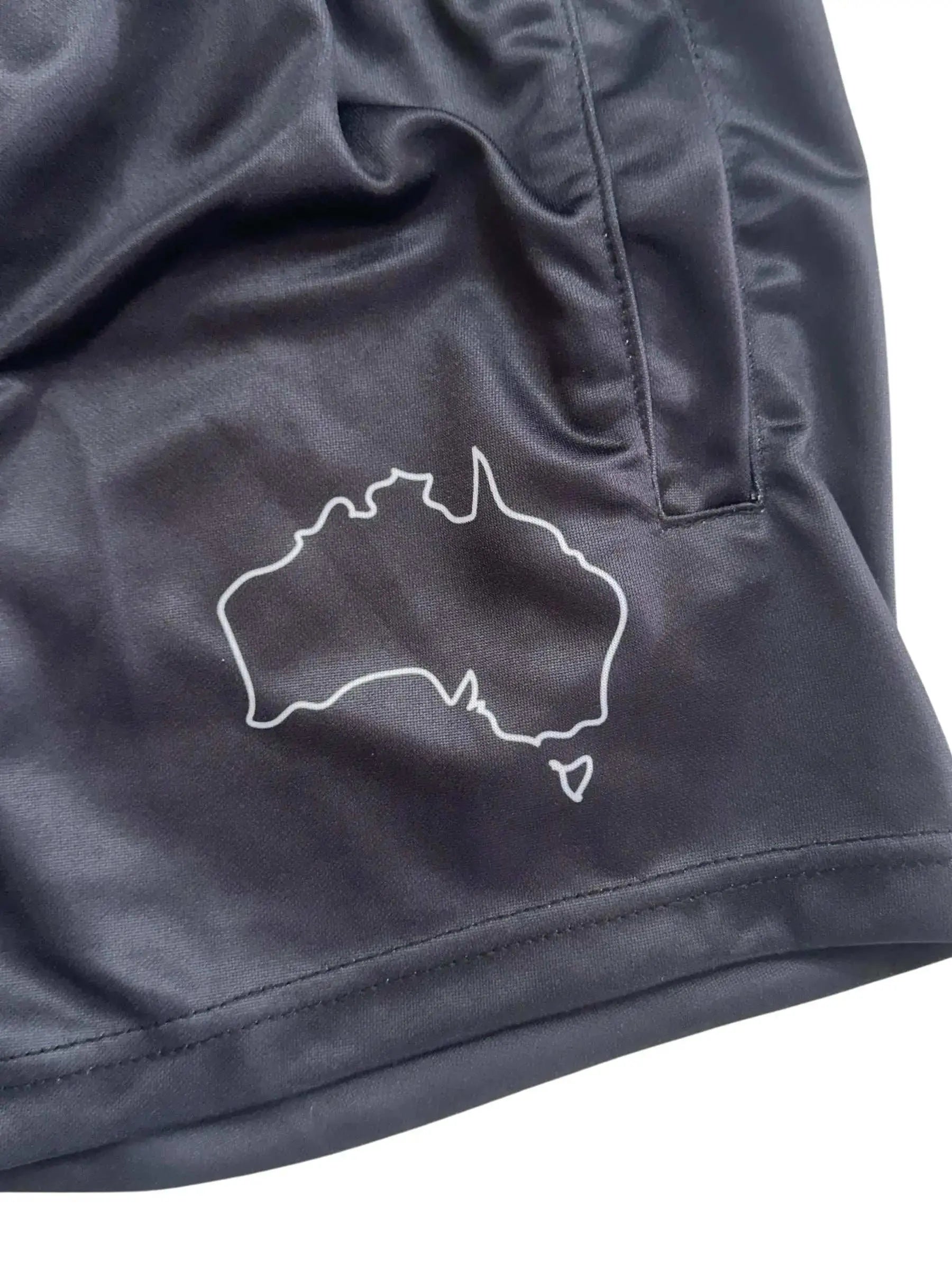 Cobar Footy Shorts - Black Aus Wild Clothing Co