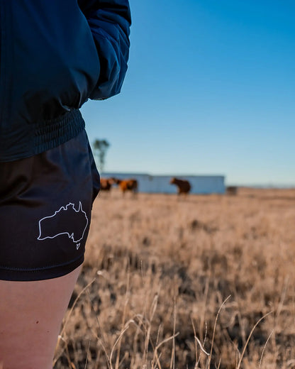 Cobar Footy Shorts - Black Aus Wild Clothing Co