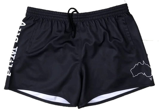 Cobar Kids Footy Shorts - Black Aus Wild Clothing Co