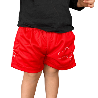 Cobar Kids Footy Shorts - Red Aus Wild Clothing Co