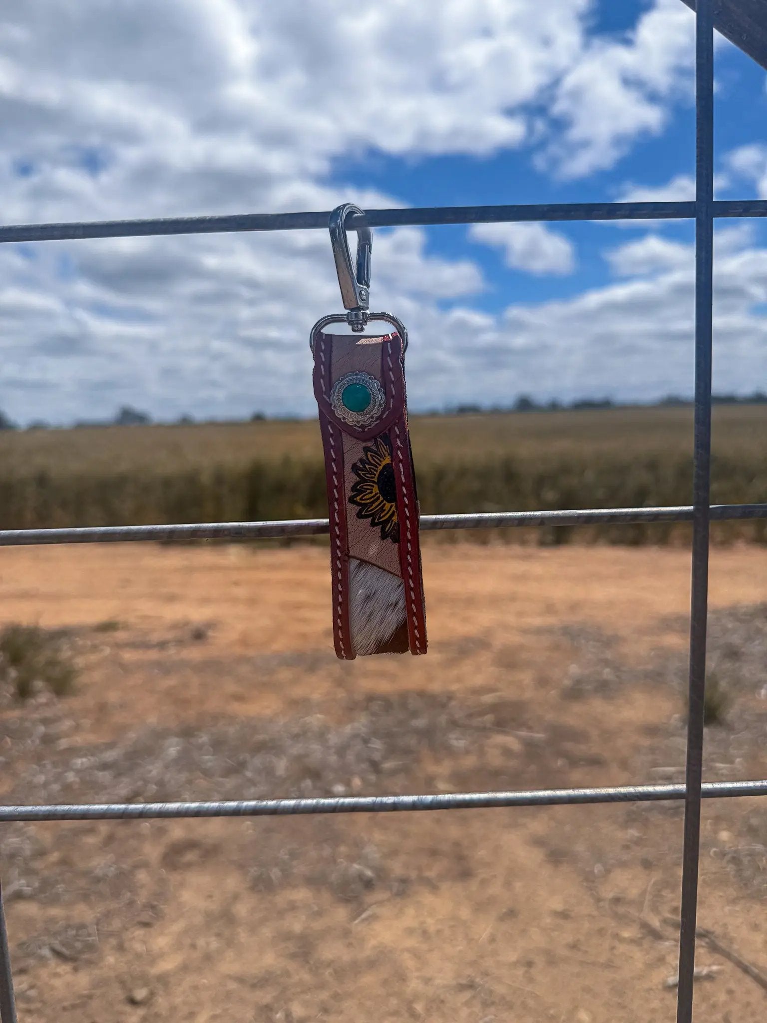 Cowhide Sun Keyring Aus Wild Clothing Co