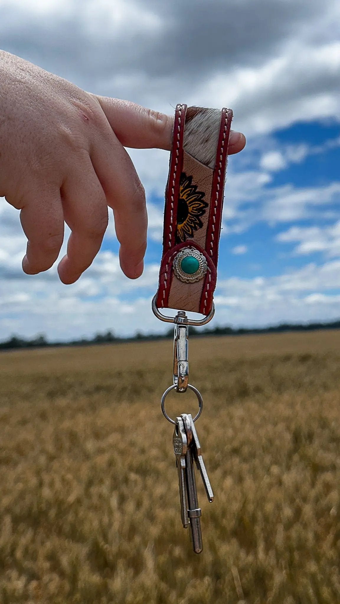 Cowhide Sun Keyring Aus Wild Clothing Co