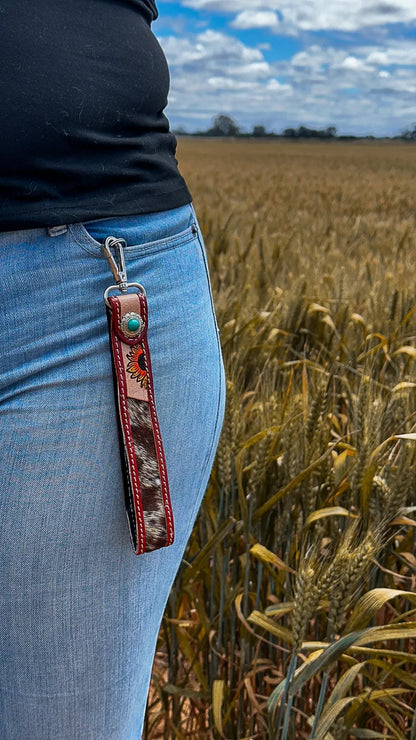 Cowhide Sun Keyring Aus Wild Clothing Co