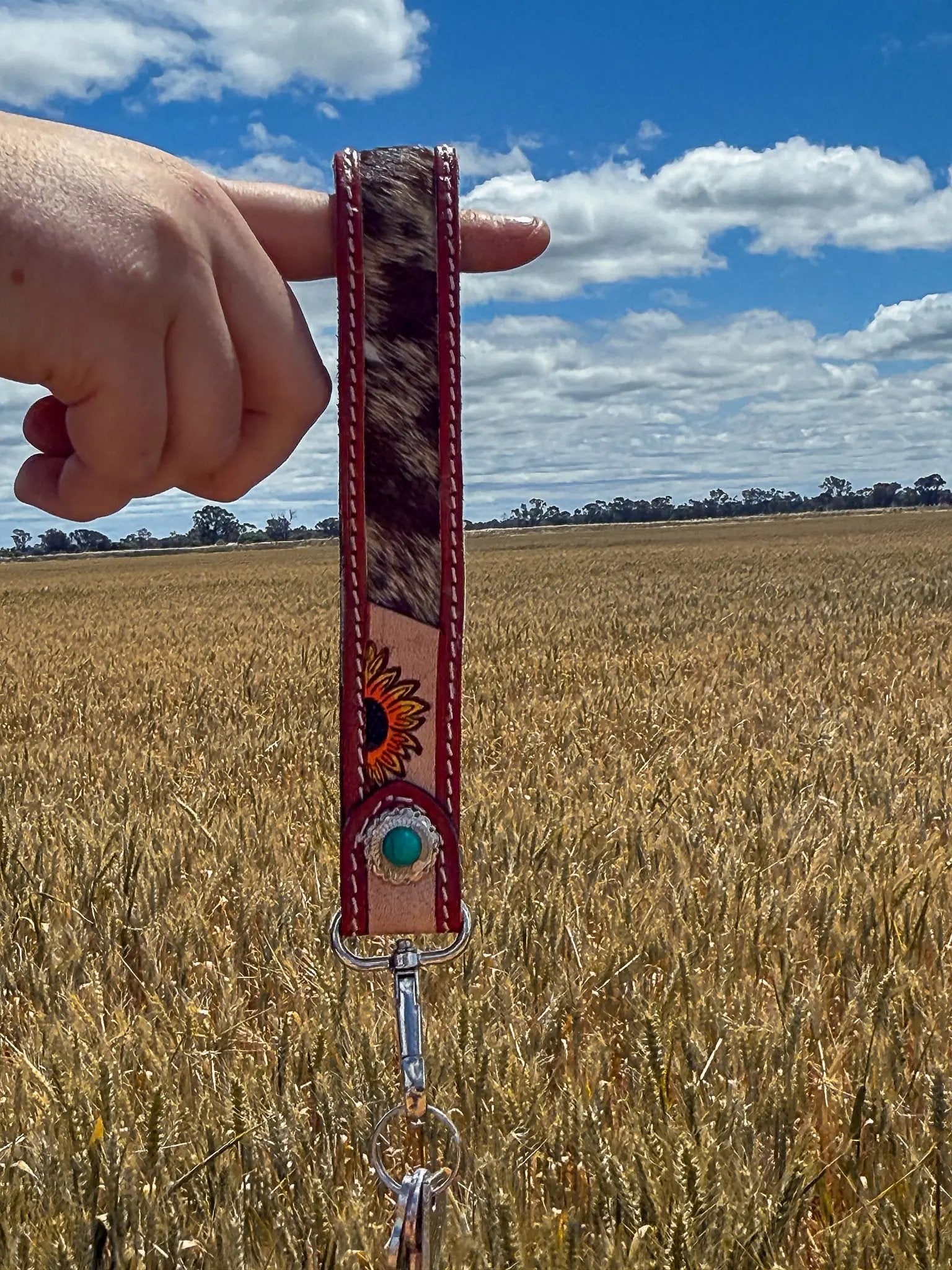 Cowhide Sun Keyring Aus Wild Clothing Co