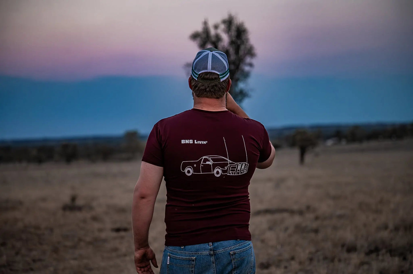 Deni "BNS Living" T-Shirt Burgundy Aus Wild Clothing Co