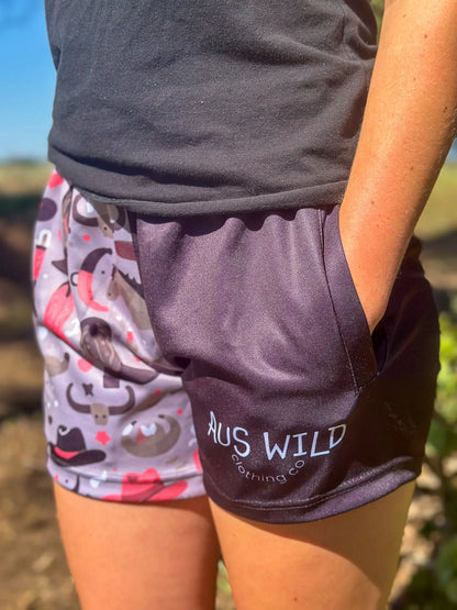 Eucla Footy Shorts - Black Aus Wild Clothing Co