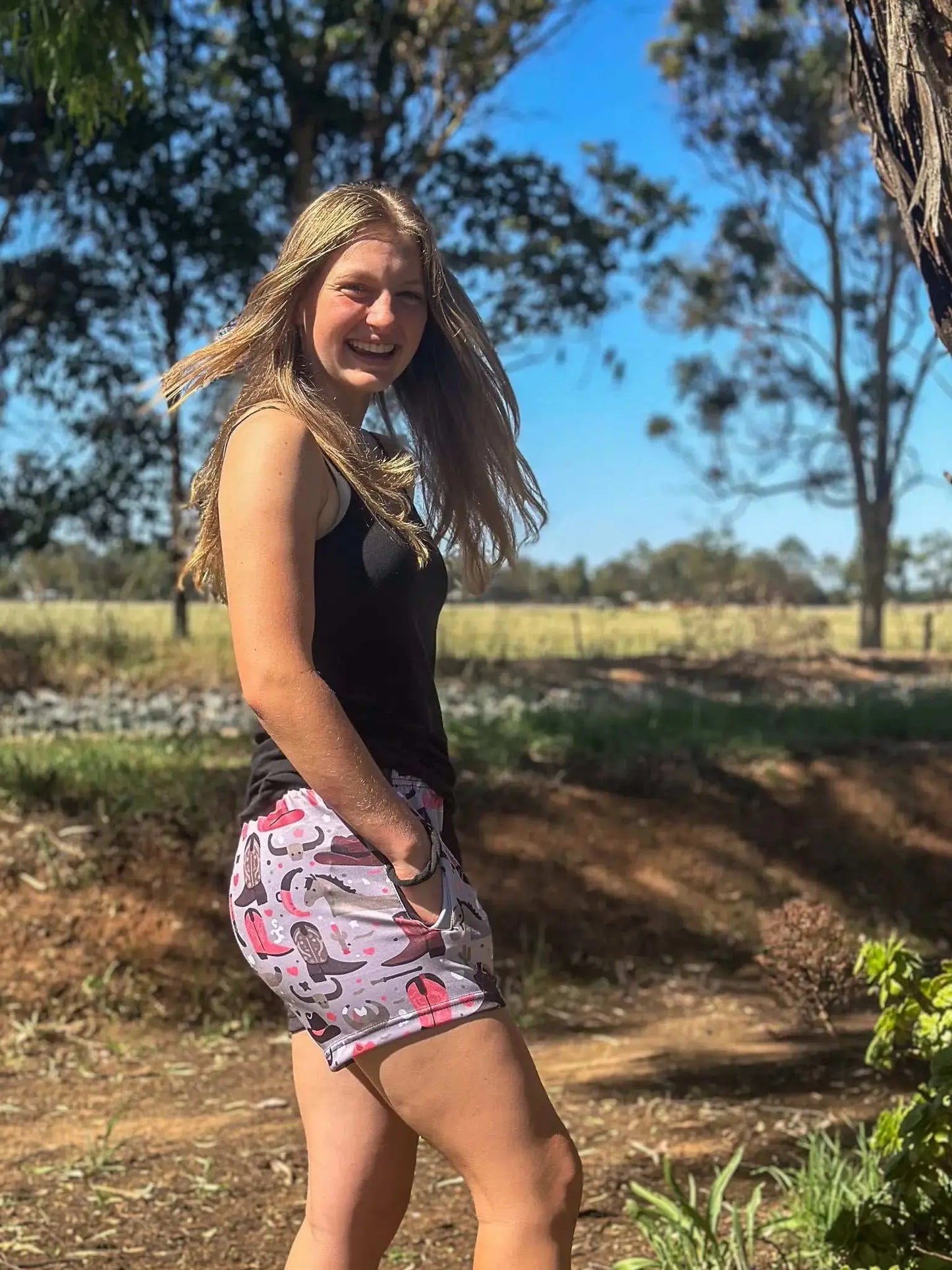 Eucla Footy Shorts - Black Aus Wild Clothing Co