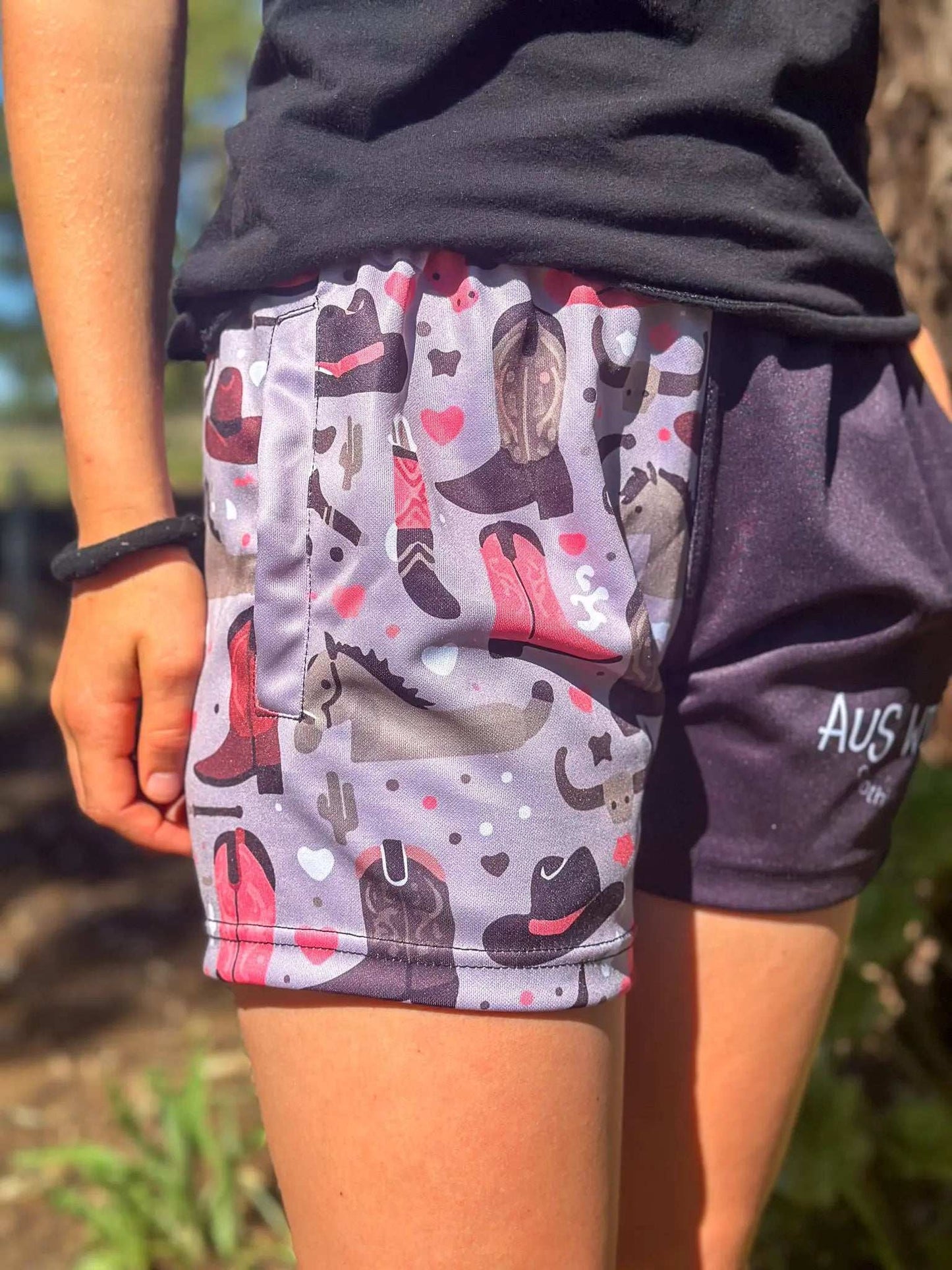 Eucla Footy Shorts - Black Aus Wild Clothing Co