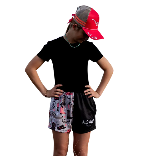 Eucla Footy Shorts - Black Aus Wild Clothing Co