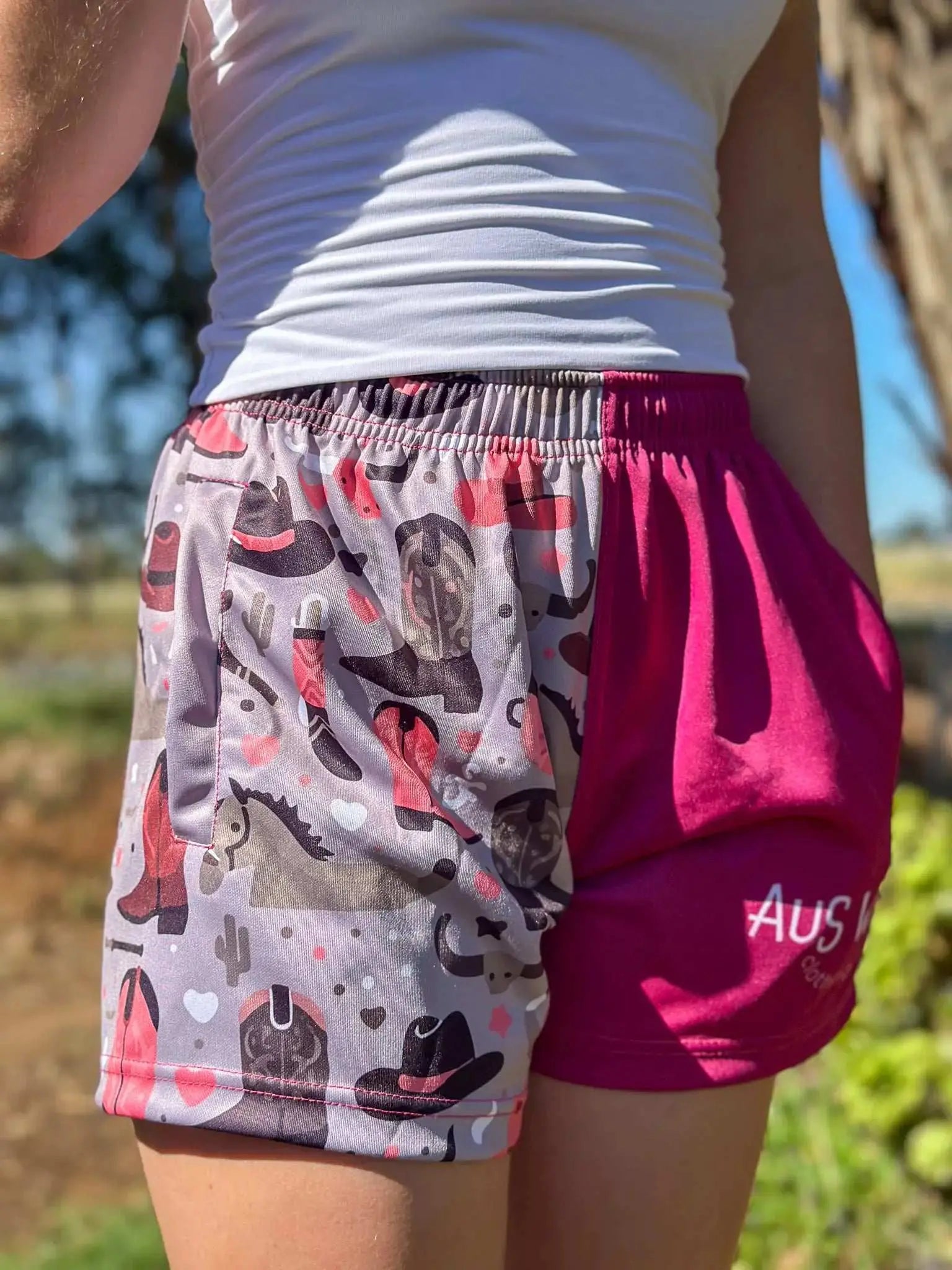 Eucla Footy Shorts - Magenta Aus Wild Clothing Co