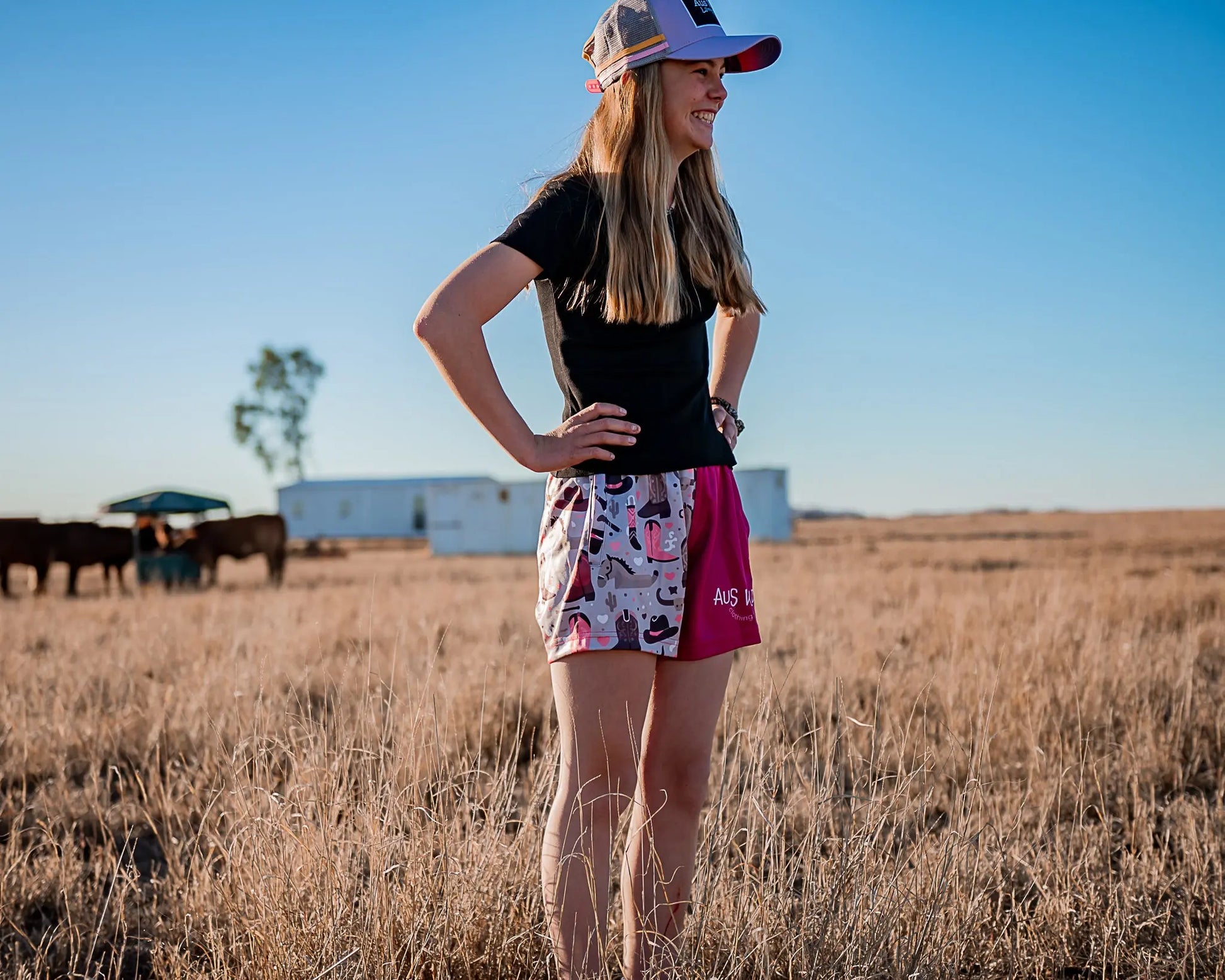 Eucla Footy Shorts - Magenta Aus Wild Clothing Co