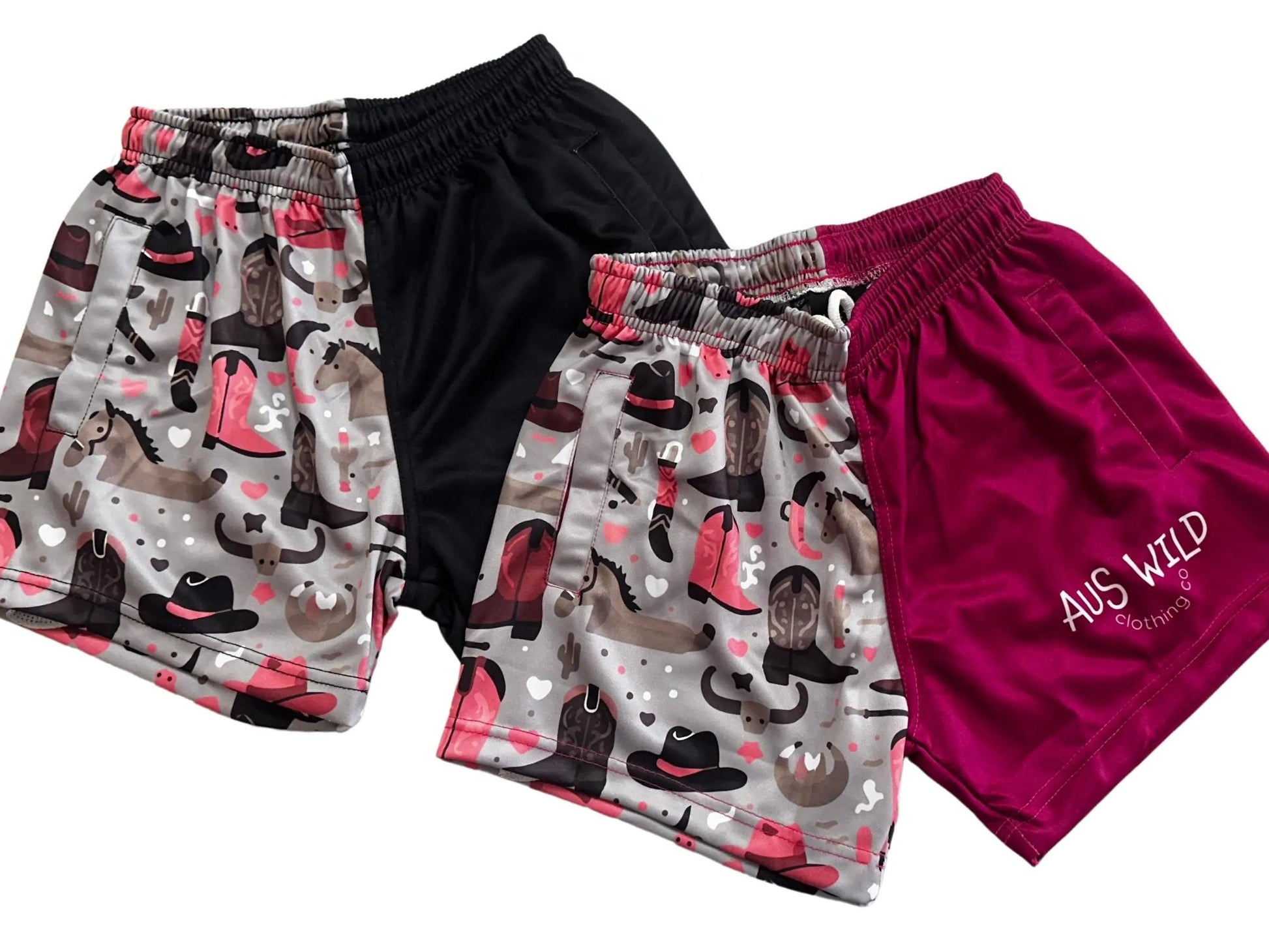 Eucla Kids Footy Shorts - Black Aus Wild Clothing Co