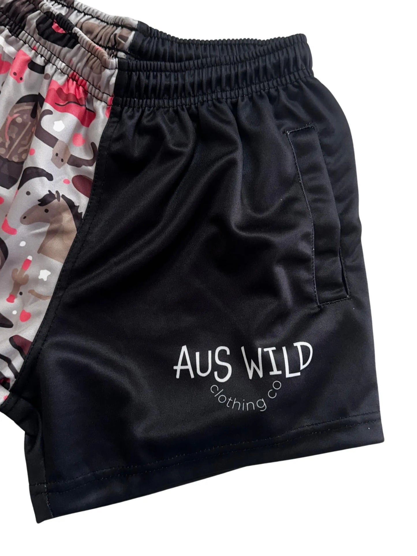 Eucla Kids Footy Shorts - Black Aus Wild Clothing Co