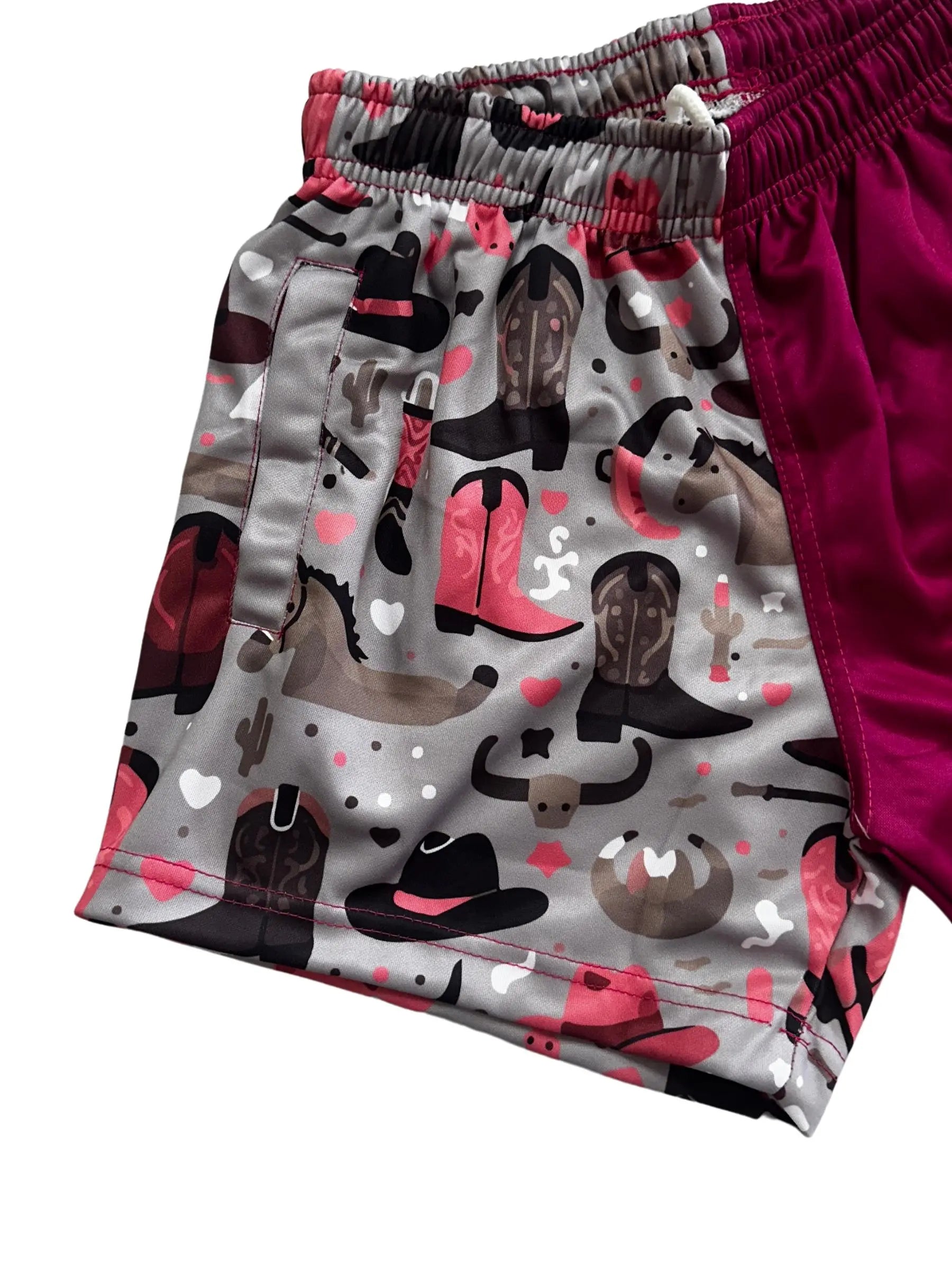 Eucla Kids Footy Shorts - Magenta Aus Wild Clothing Co