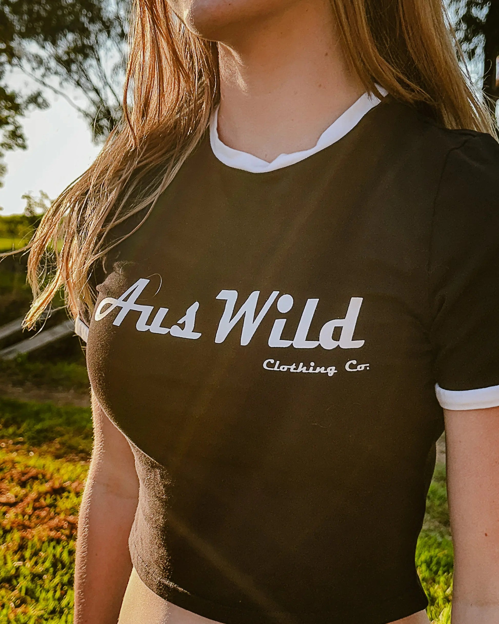 Gundagai Baby-Doll TShirt - Black & White Aus Wild Clothing Co