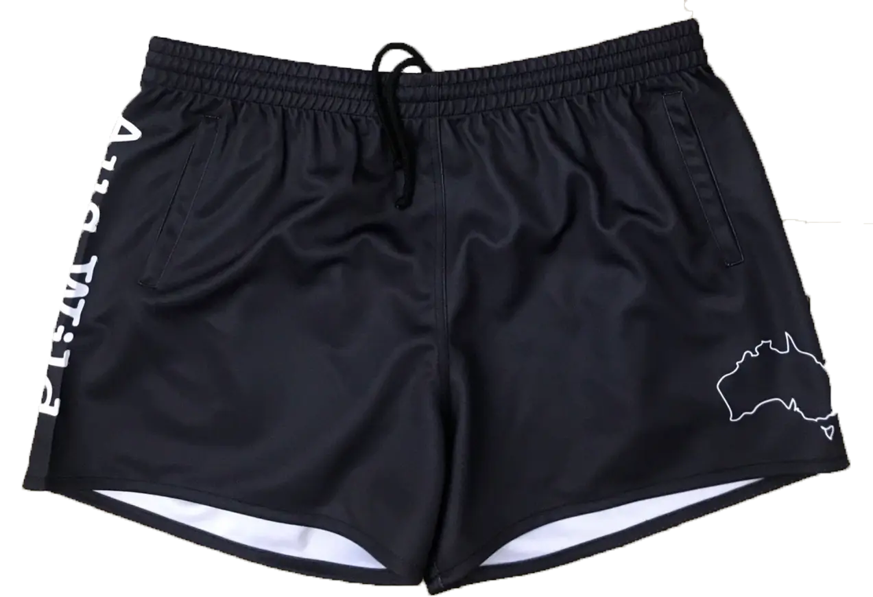 Kids Footy Shorts - Black Aus Wild Clothing Co