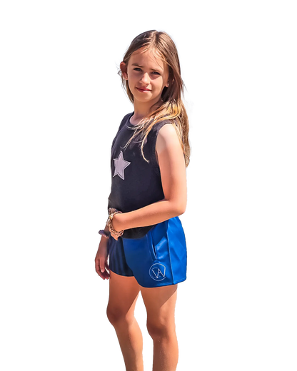 Kids Gunbower Footy Shorts - Blue Aus Wild Clothing Co