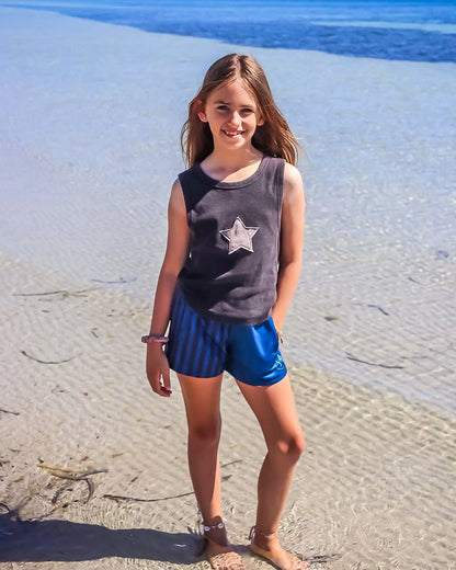 Kids Gunbower Footy Shorts - Blue Aus Wild Clothing Co